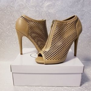 Steve Madden - Nude Laser Cut Peep Toe Booties